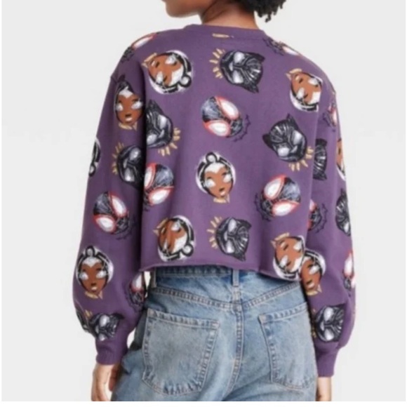 Marvel Artist Series X Nikkolas Smith Cropped Sweater Black Panther Spiderman - Picture 3 of 4